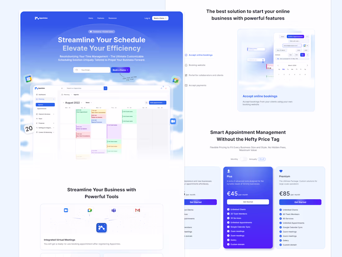Cover image for Landing page for Appointment Scheduling and Management SAAS App