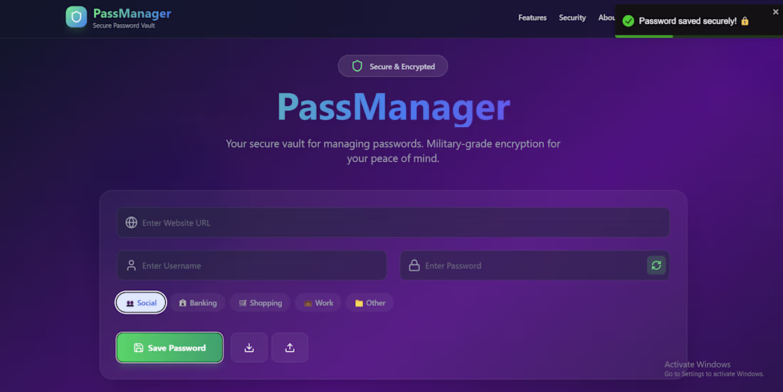 Cover image for PassManager – Secure Password Vault