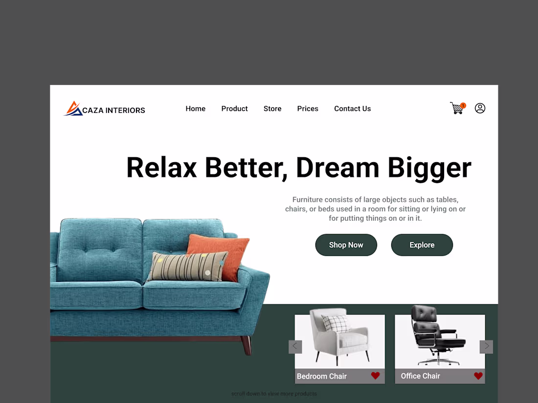 Cover image for Caza Interiors - Landing Page Design