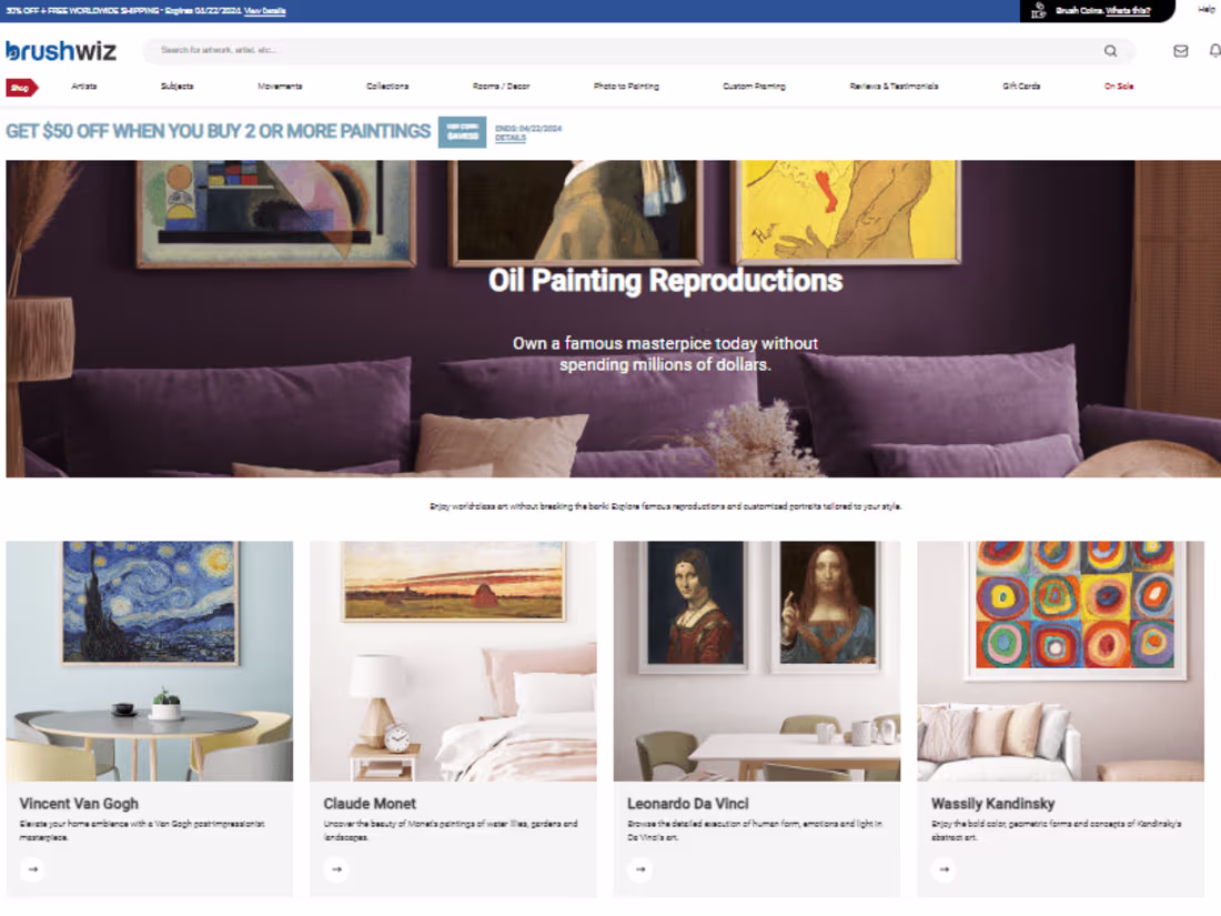 Cover image for Brushwiz.com | Art Painting Shop