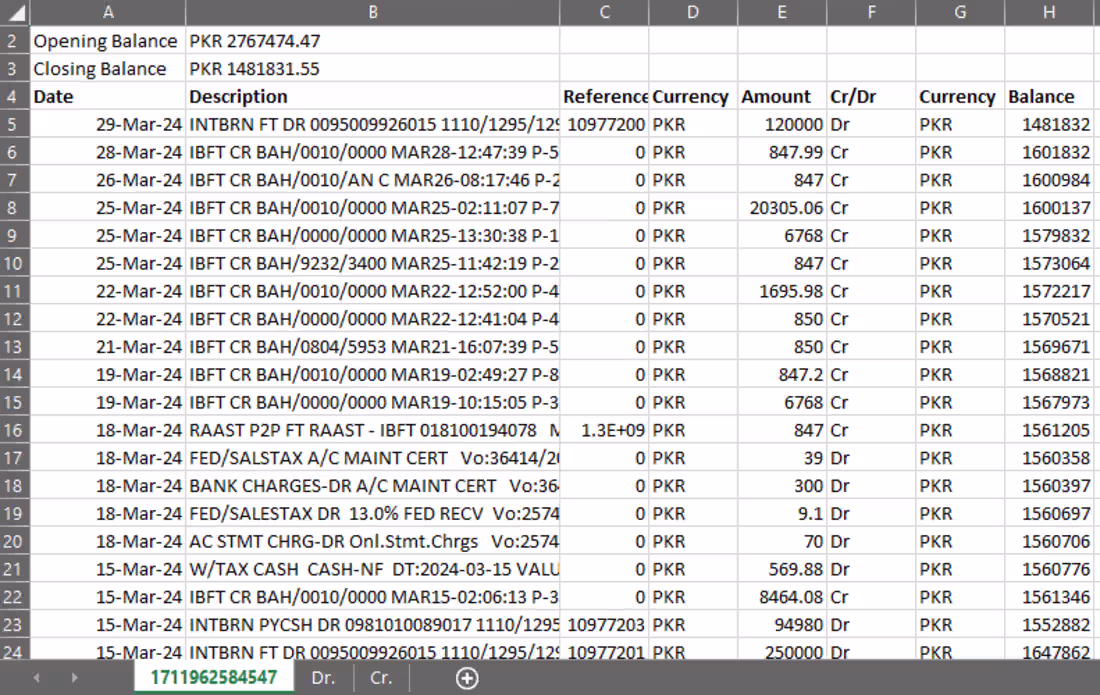 Cover image for Conversion of bank statement from