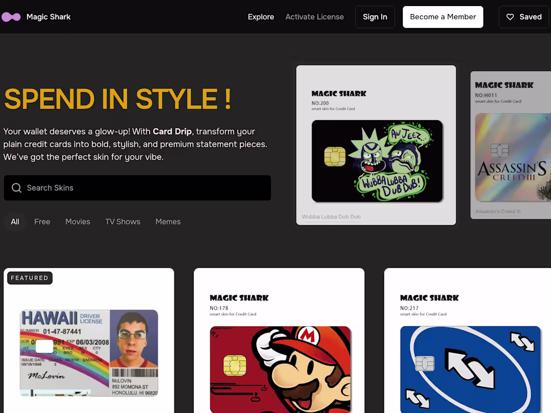 Cover image for A multi page framer website for a credit card skin company