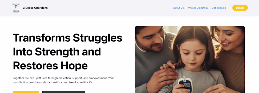 Cover image for Glucose Guardian – NGO Website for Diabetes Awareness & Support