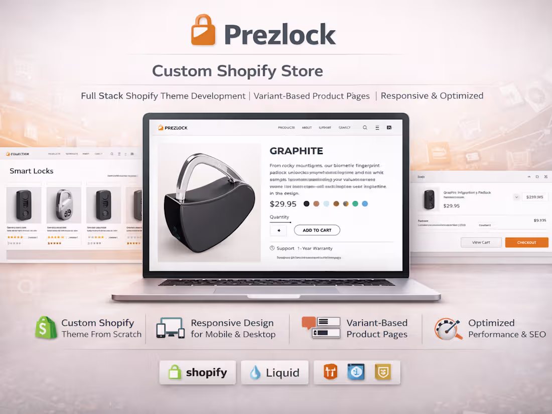 Cover image for Prezlock – Custom Shopify E-Commerce Platform