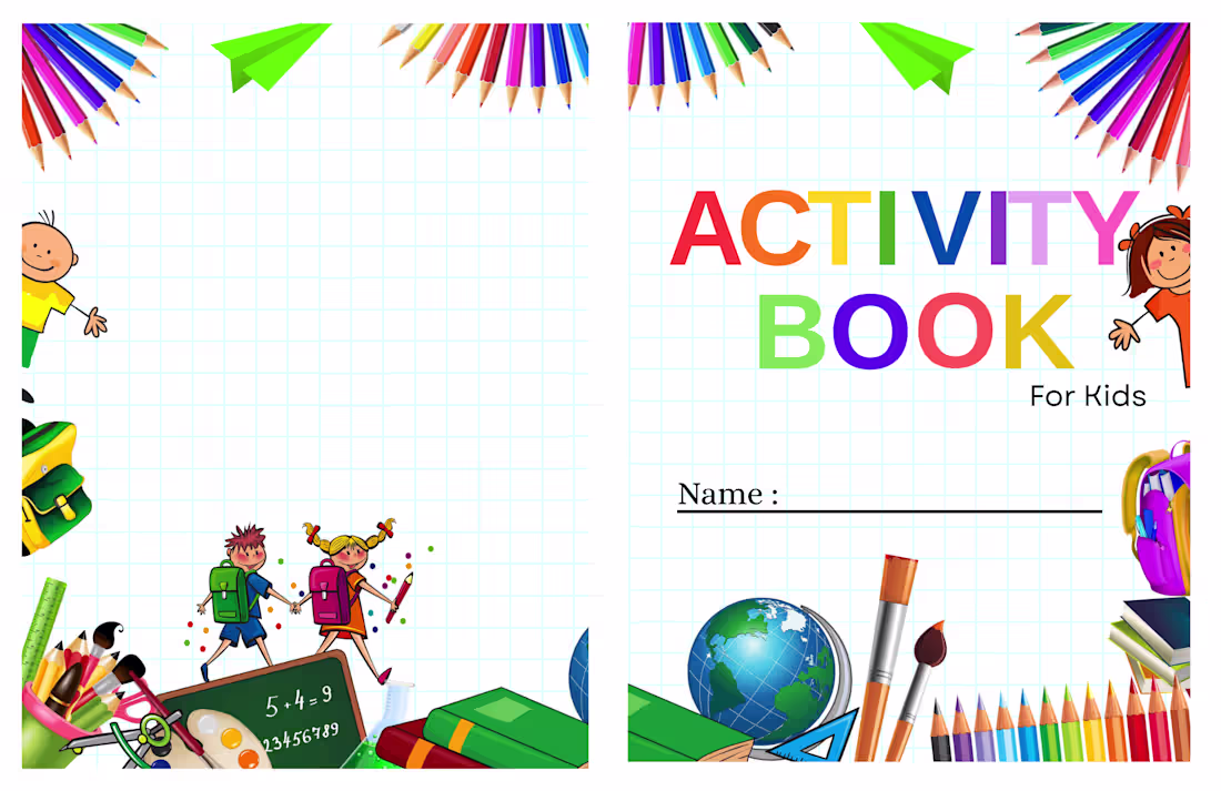 Cover image for Children’s Activity Workbook Design (Amazon