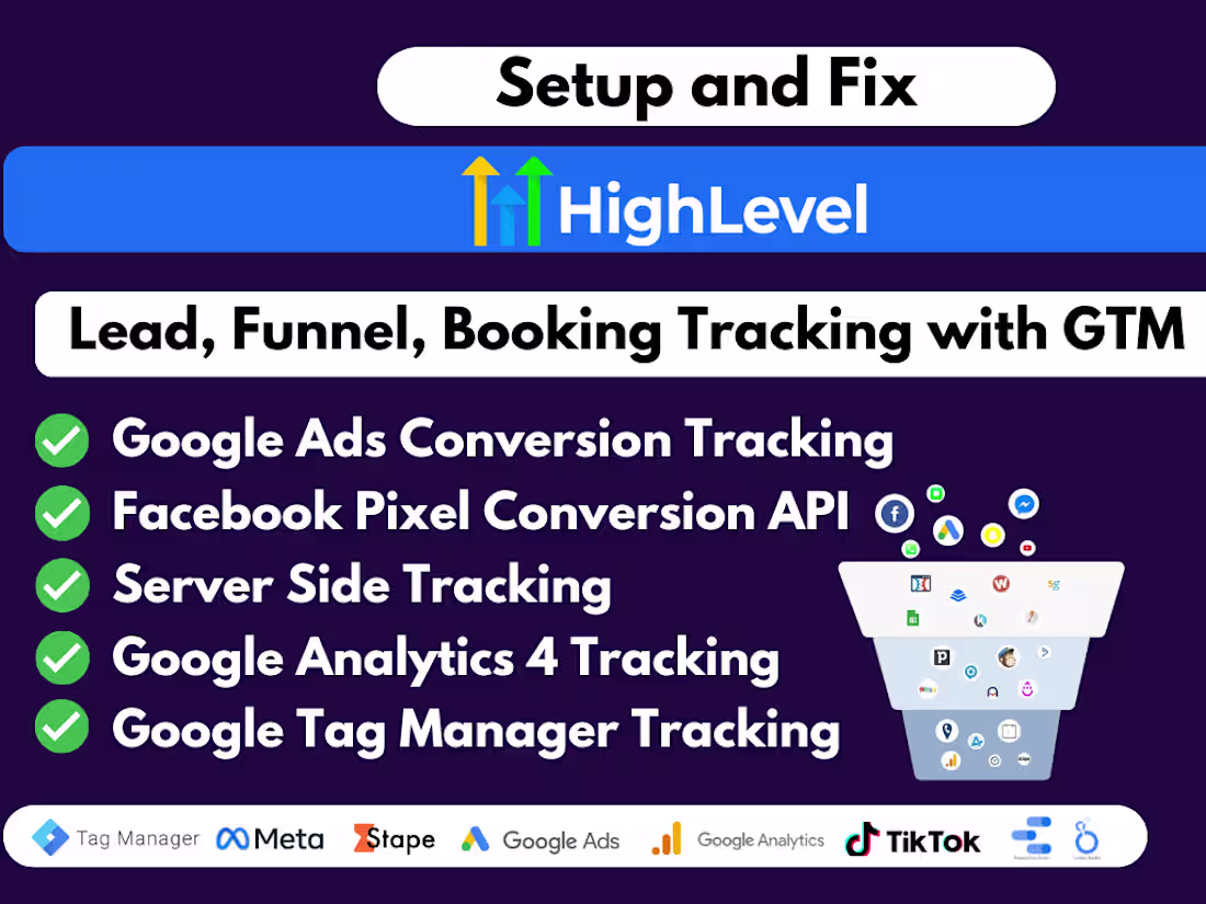 Cover image for Setup GoHighLevel Lead & Funnel Tracking with GA4, GTM  Pixel 