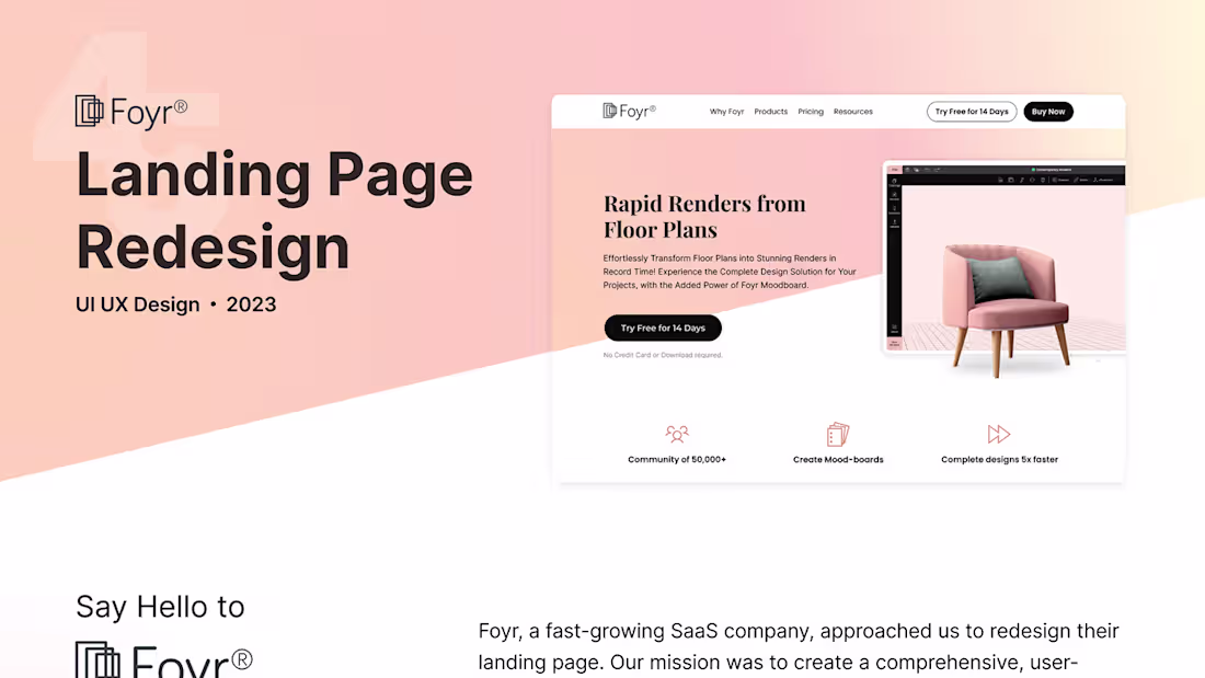 Cover image for Foyr Landing Page Redesign Case Study on Behance