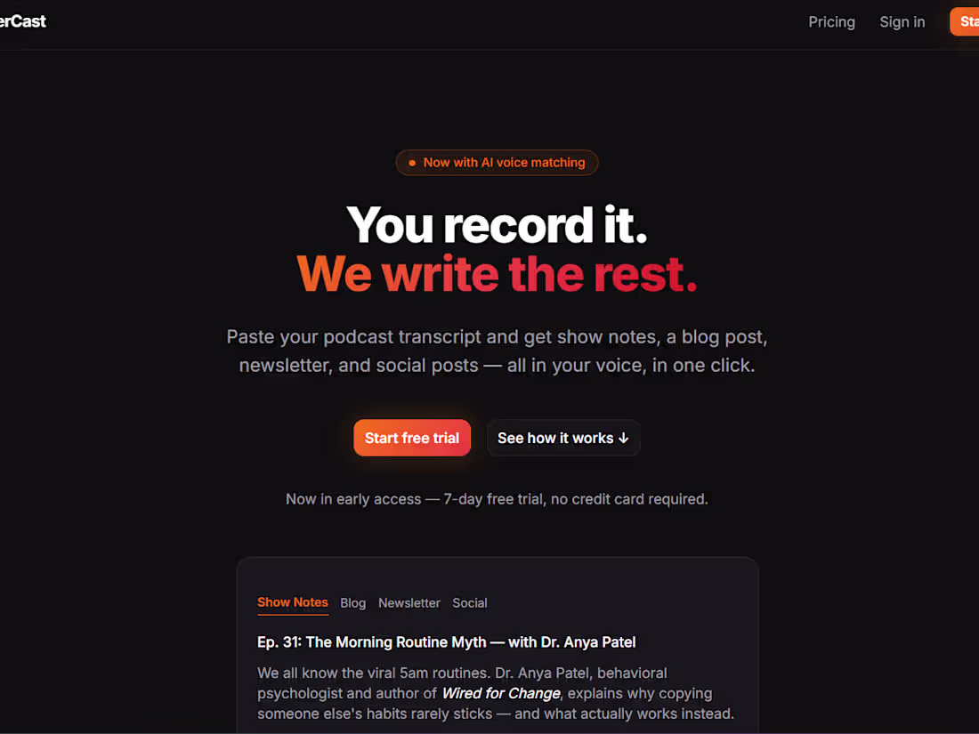 Cover image for AfterCast - AI-powered podcast content
