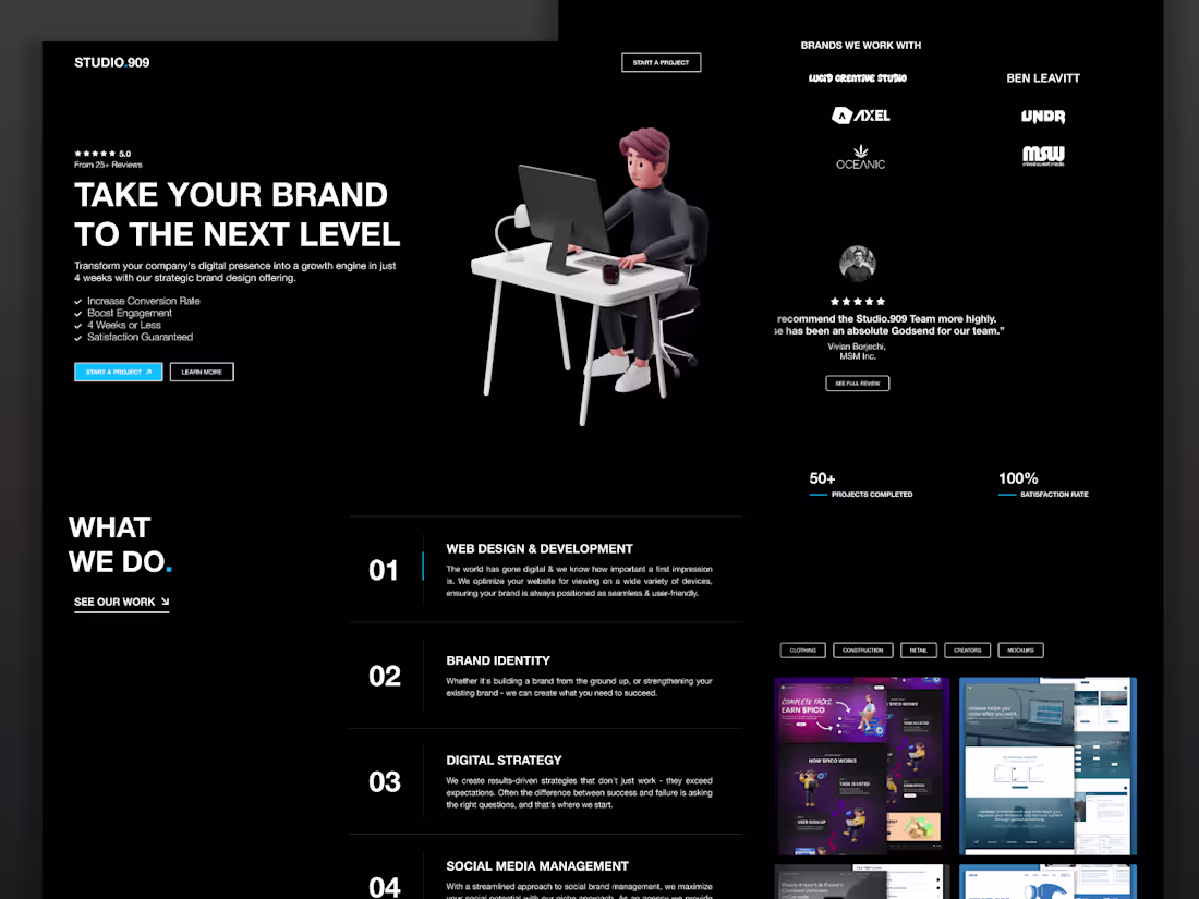 Cover image for Studio.909 Brand & Website Design Agency Landing Page Redesign
