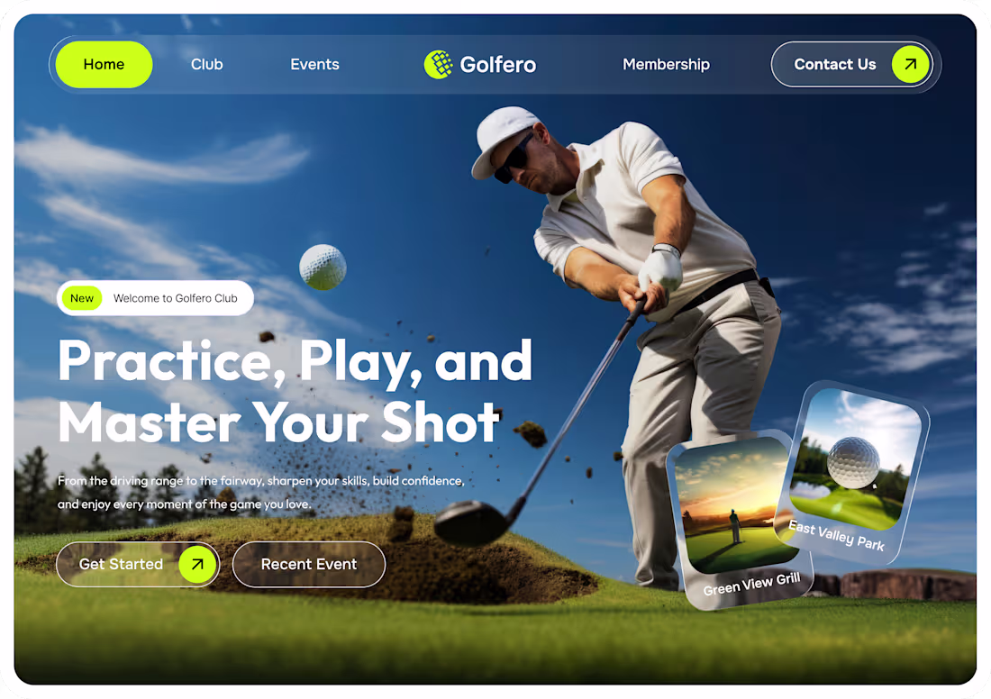 Cover image for Golfero – Modern Golf Club Web UI Design A clean and modern ...