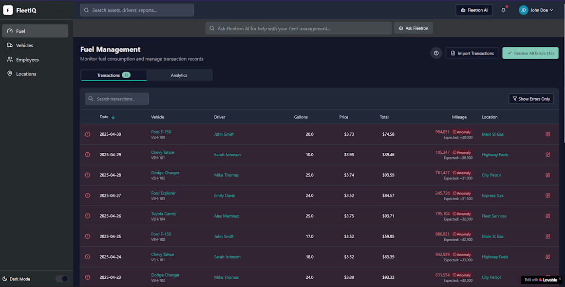 Cover image for Enterprise Saas Fleet Management App