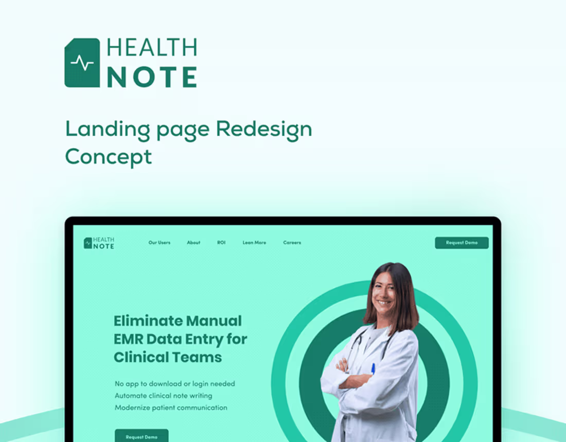 Cover image for HealthNote UI Landing page