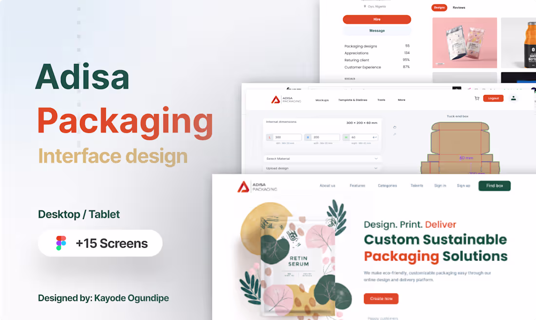 Cover image for Web Platform UI Design for Packaging Services I designed the...
