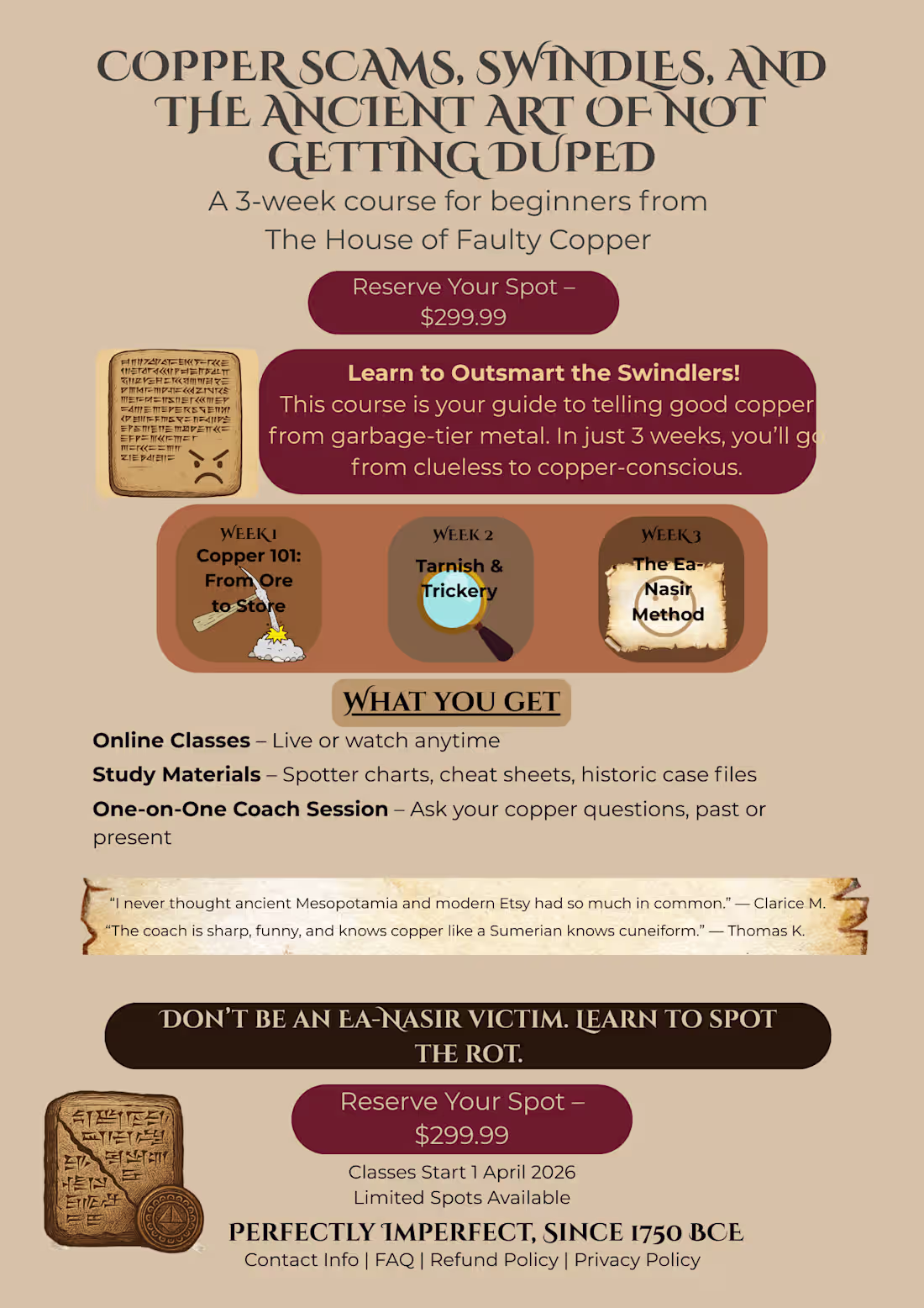 Cover image for Landing Page for a Class in Spotting Fine Copper