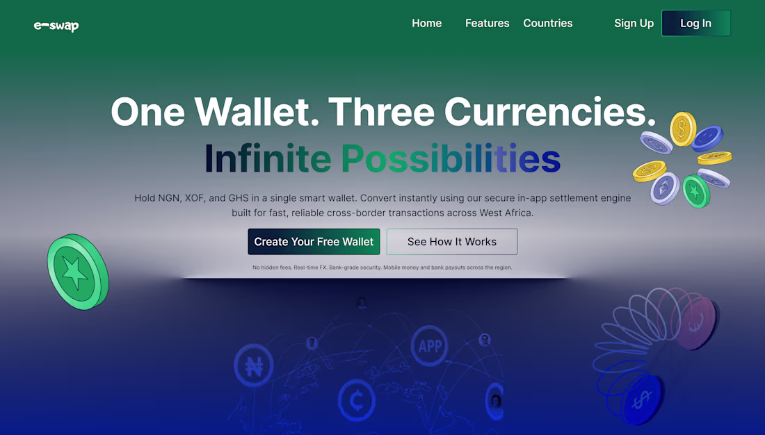 Cover image for landing page of a cross cross border app, #herosection what'...