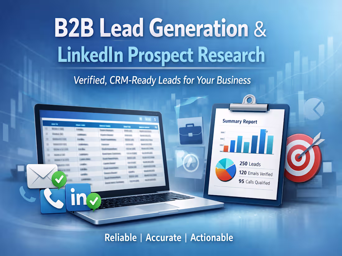 Cover image for  B2B Lead Generation & LinkedIn Prospect Research Specialist
