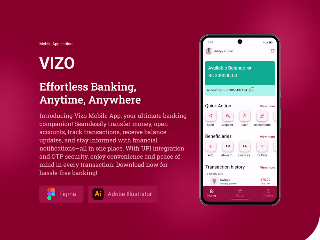 Cover image for VIZO (Effortless Banking, Anytime, Anywhere)