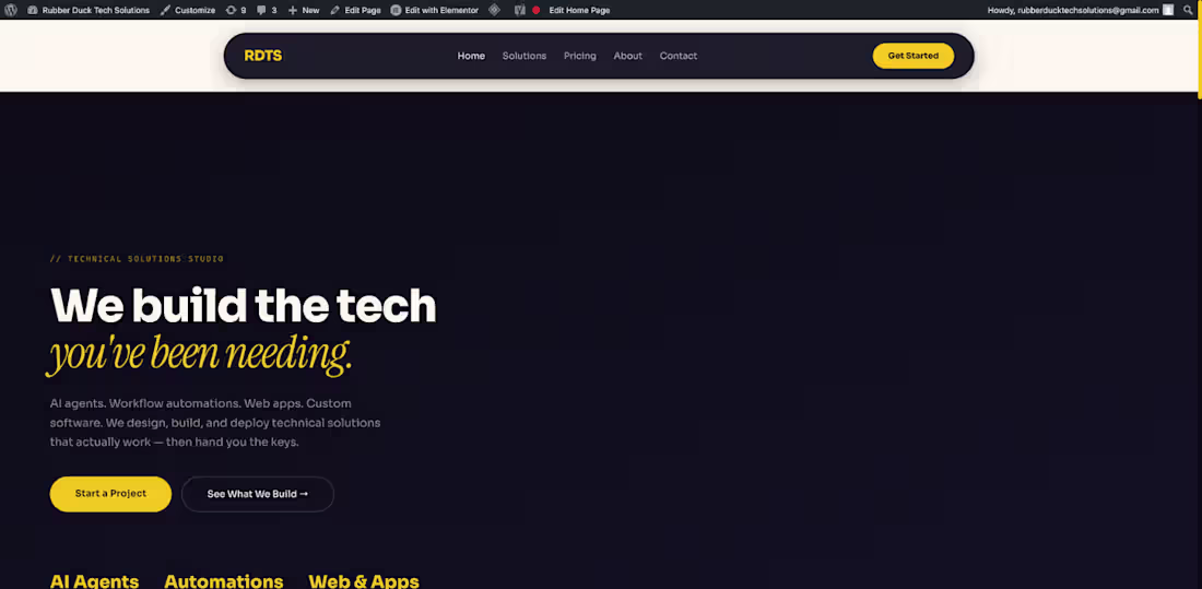 Cover image for Rubber Duck Tech Solutions — WordPress & AI Agency Site