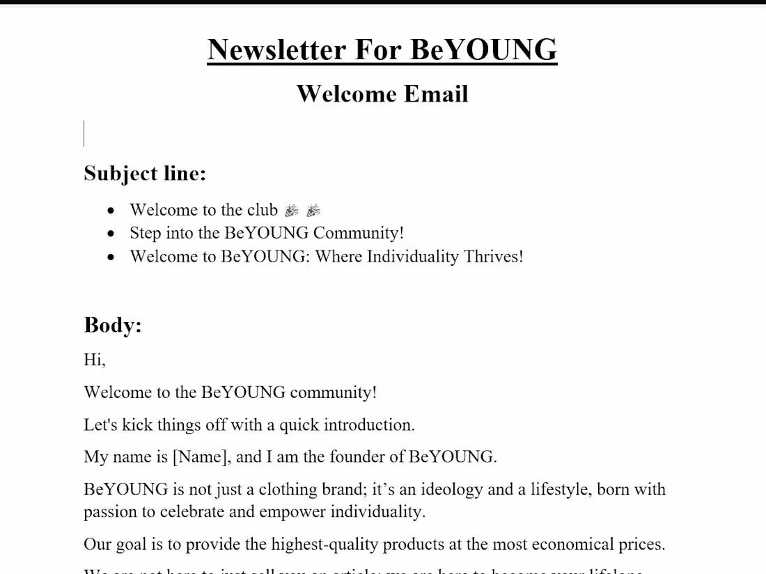 Cover image for Newsletter For BeYOUNG