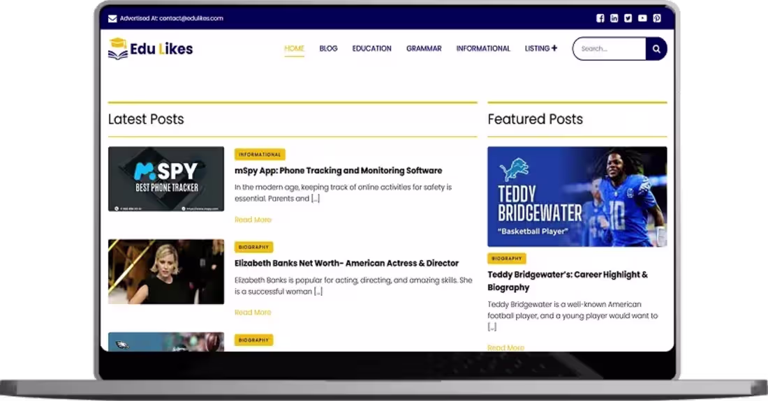 Cover image for Developed a custom multi-category blog website, Edulikes, wi...