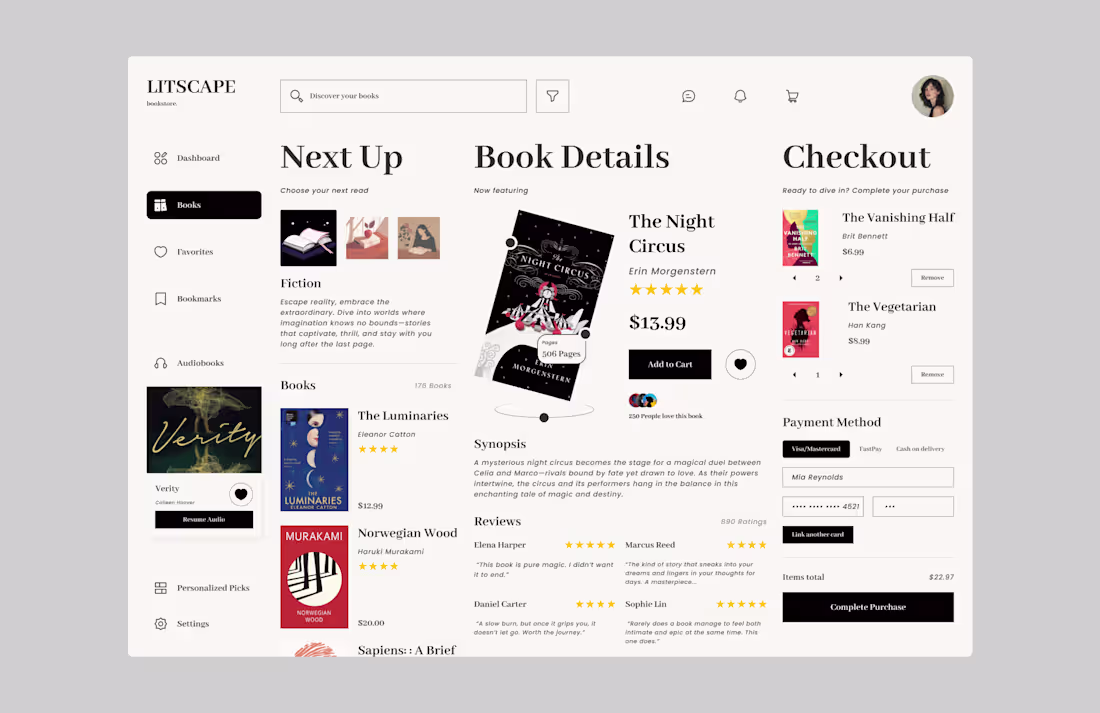 Cover image for LITSCAPE | Bookstore Web Design | UI/UX