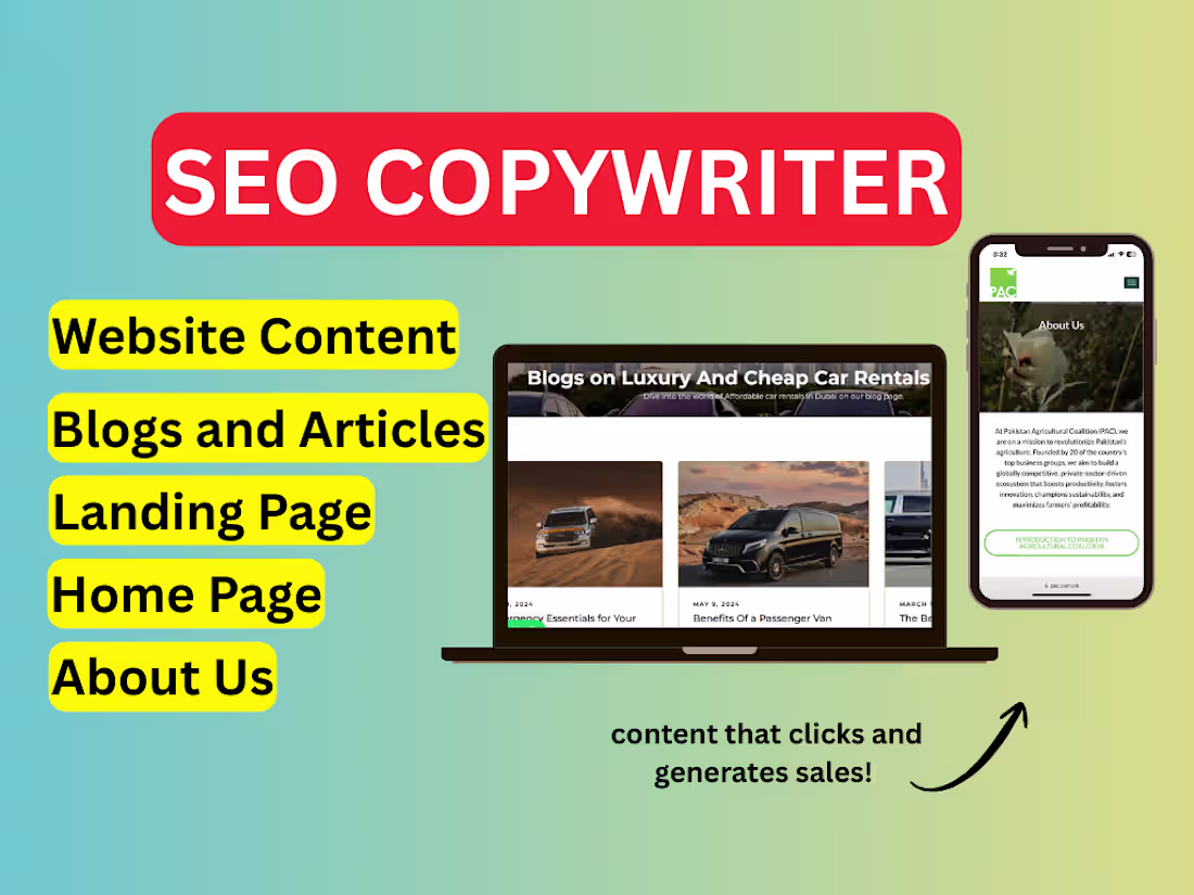 Cover image for I will provide SEO website content and blog writing services
