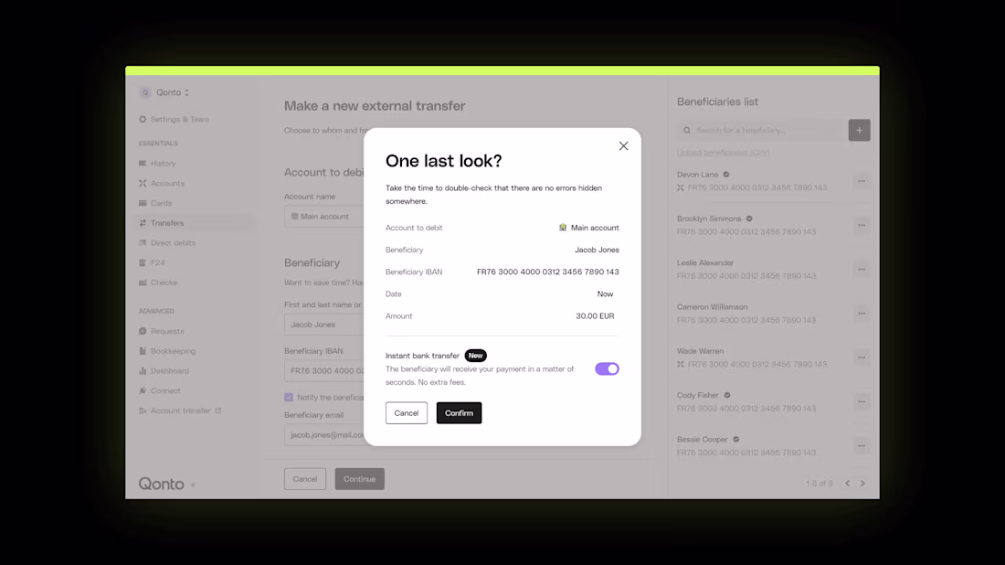 Cover image for Qonto — SEPA Instant Out