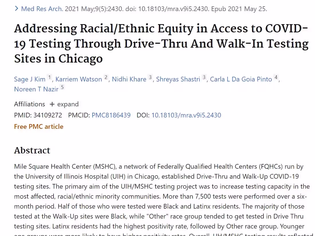 Cover image for Addressing Racial/Ethnic Equity in Access to COVID-19 Testing T…