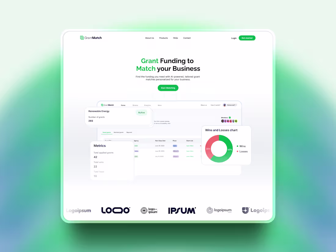 Cover image for Grant Match - SaaS Landing Page