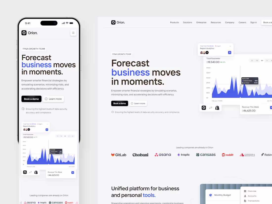 Cover image for Orion Finance Responsive Landing Page