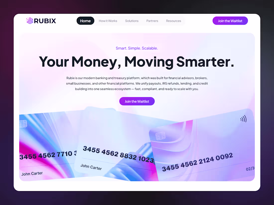 Cover image for Rubix – Fintech Landing Page