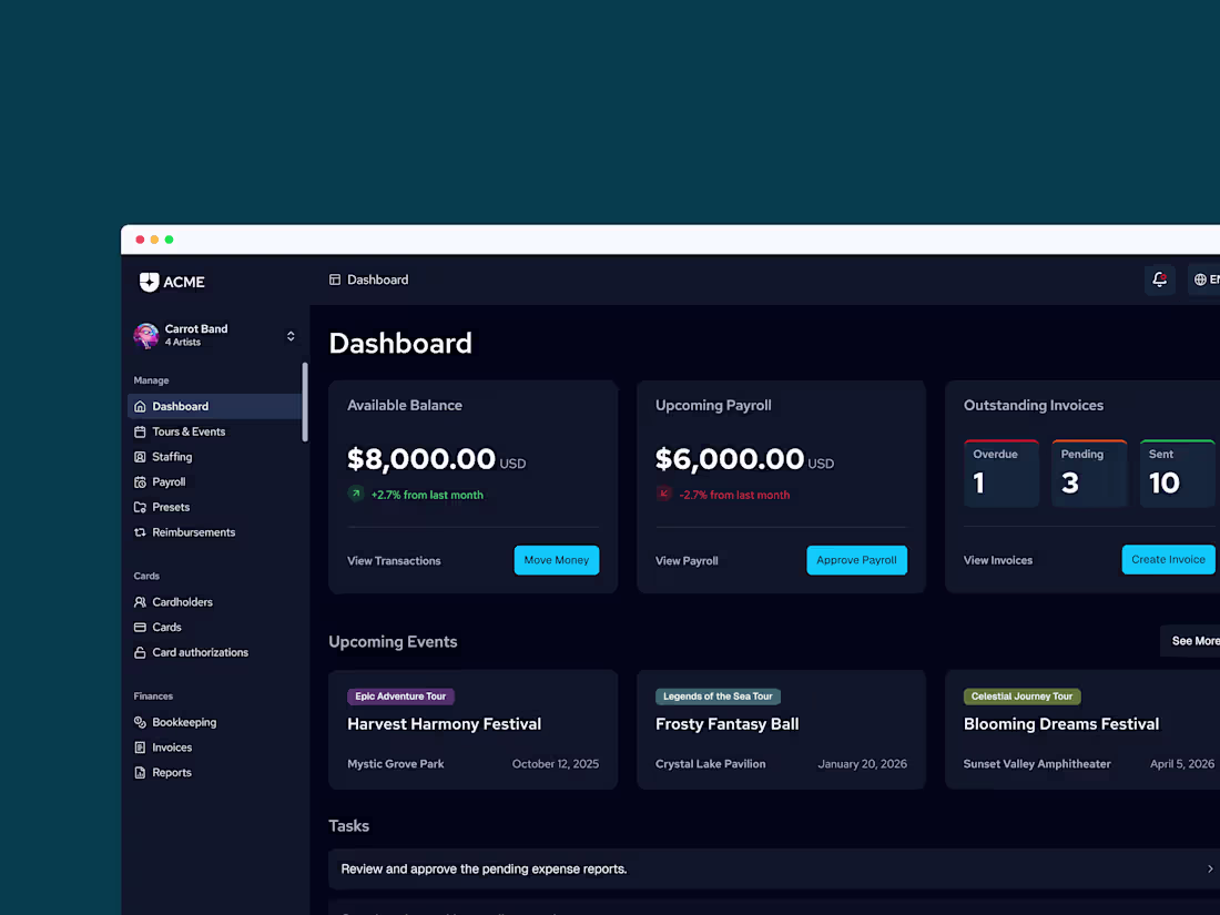 Cover image for Helping Music Managers Run Their Entire Touring Operation.