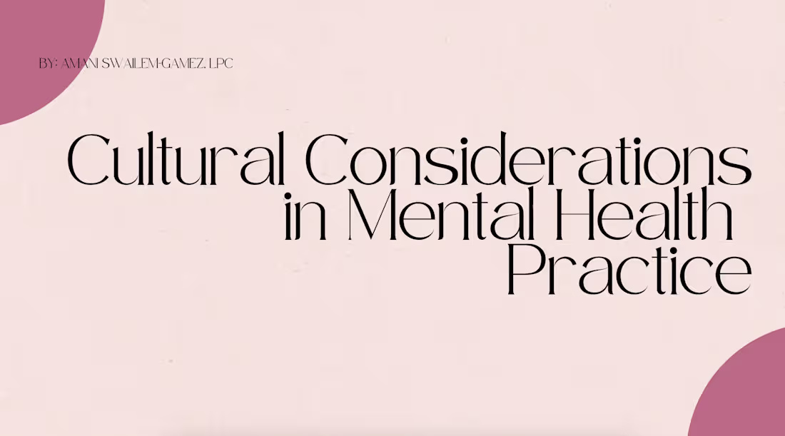 Cover image for Presentation | Cultural Consideration in Mental Health Practice