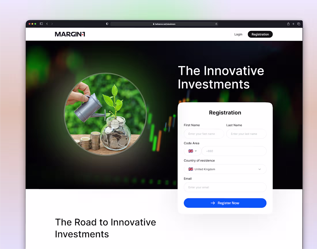 Cover image for Fintech Investment App Landing Page Design