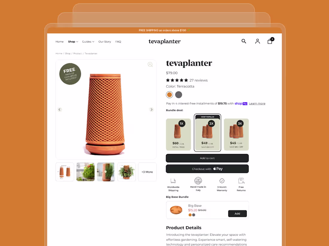Cover image for Tevaplanter: Shopify E-Commerce Web Design