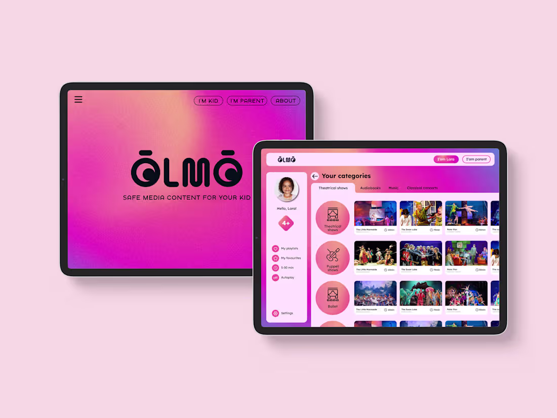 Cover image for Olmo - a safe multimedia platform for your kids.
