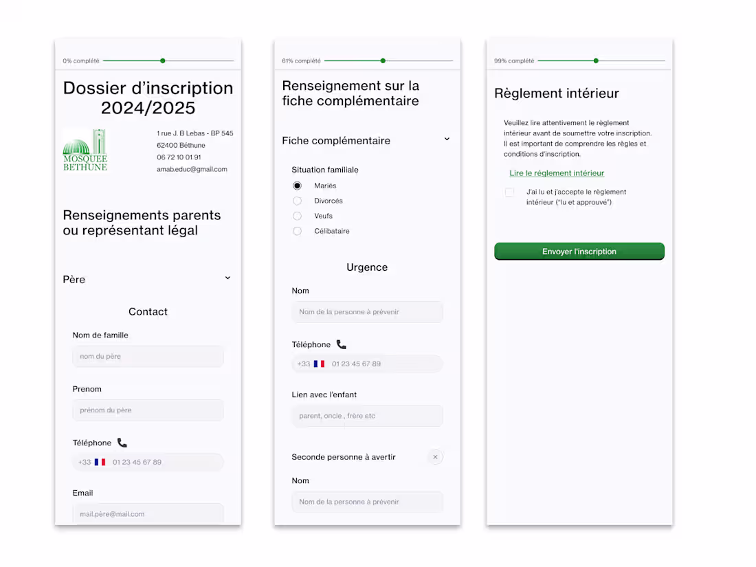 Cover image for Registration Form Redesign for Béthune Mosque