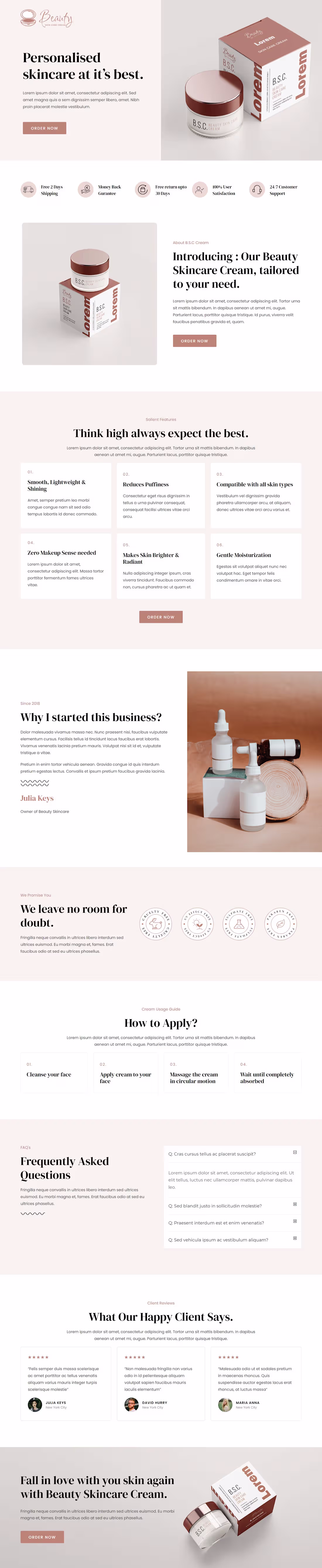Cover image for Beauty Skincare Sales Landing Page Website
