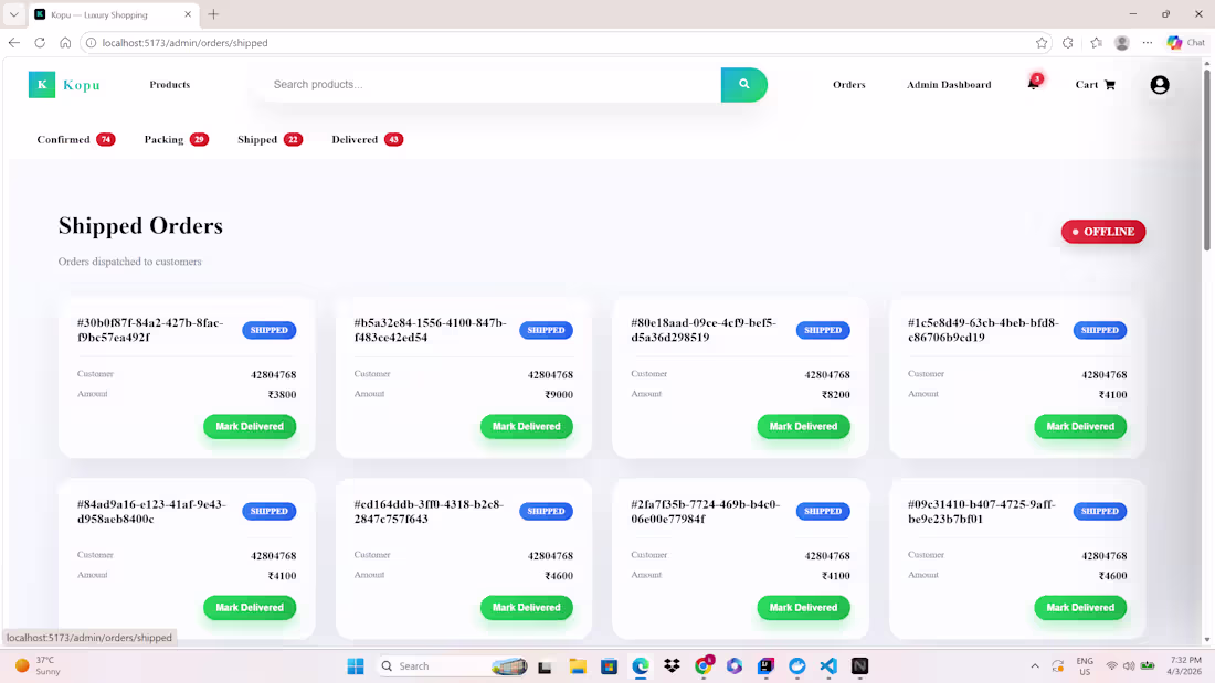 Cover image for Admin Dashboard for Ecommerce Management

Description:
Developed