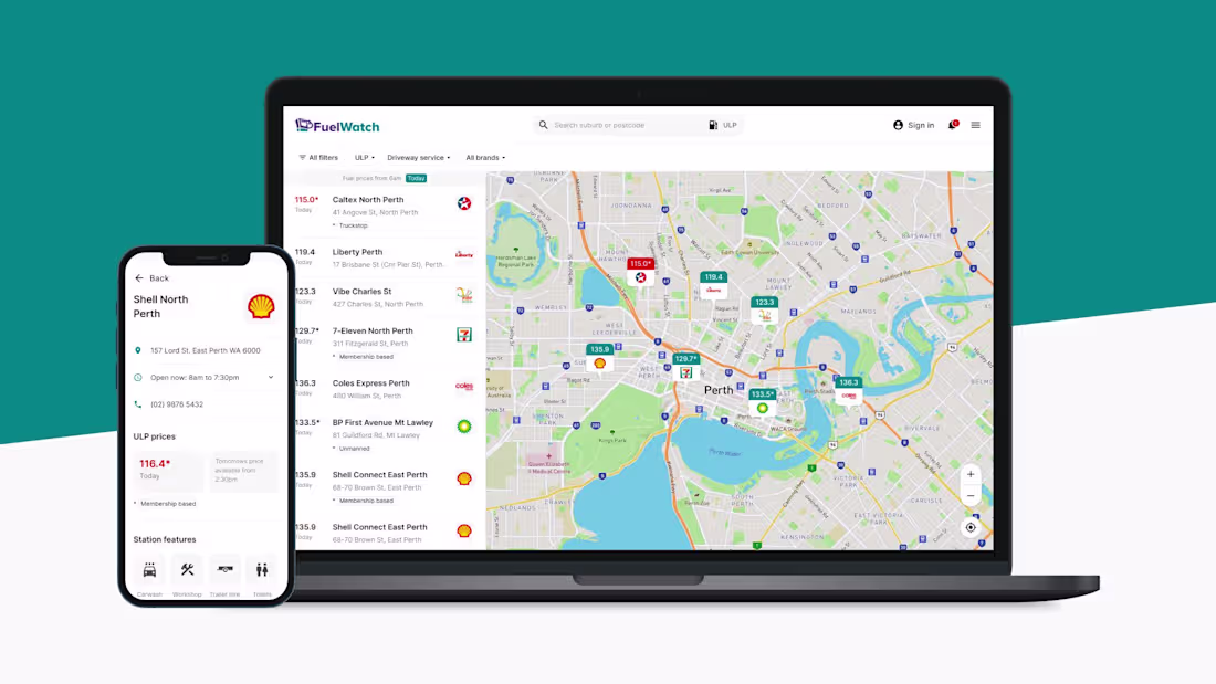 Cover image for FuelWatch – Redesigning how to find the cheapest fuel in Perth