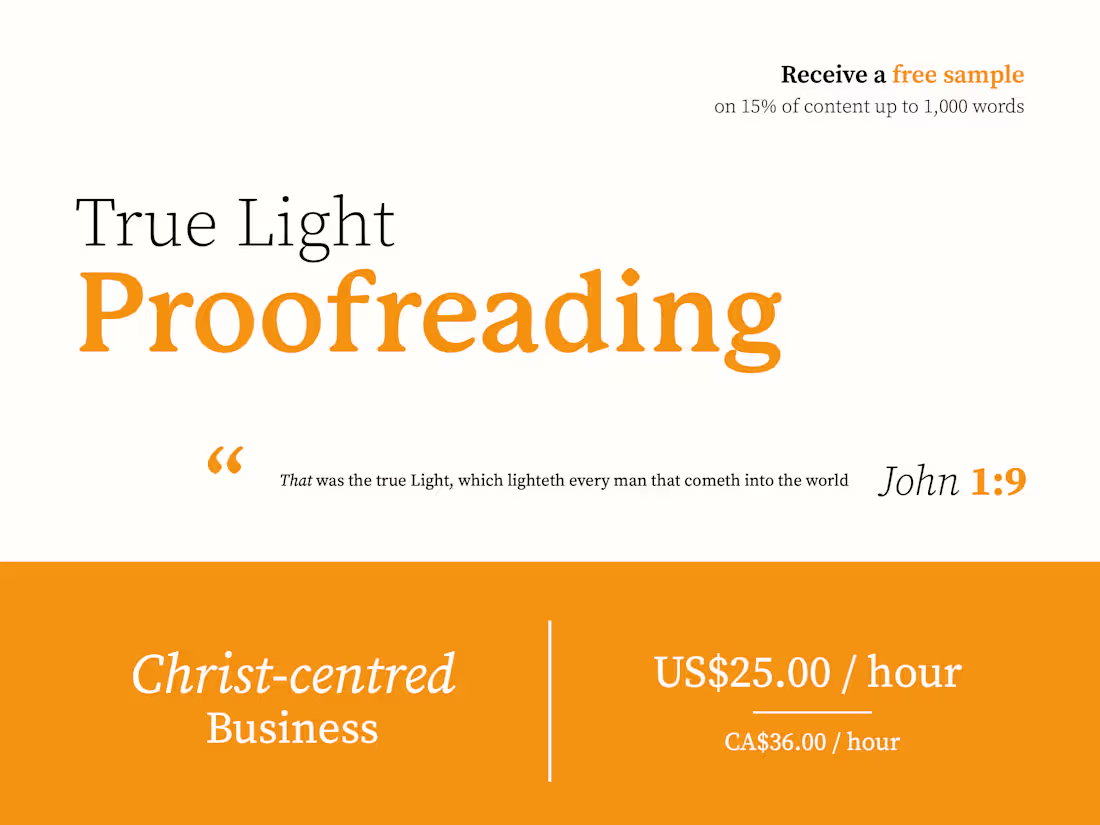Cover image for True Light Proofreading (John 1:9)