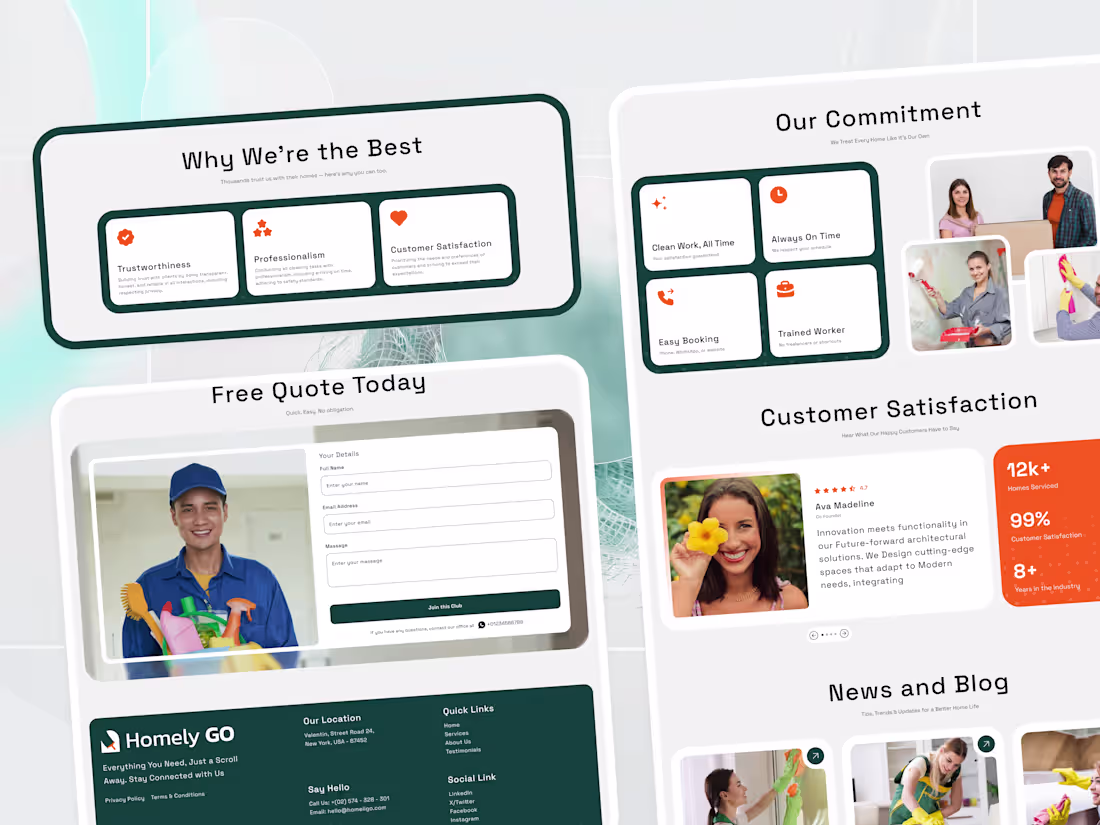 Cover image for Home Service cleaning Website UI