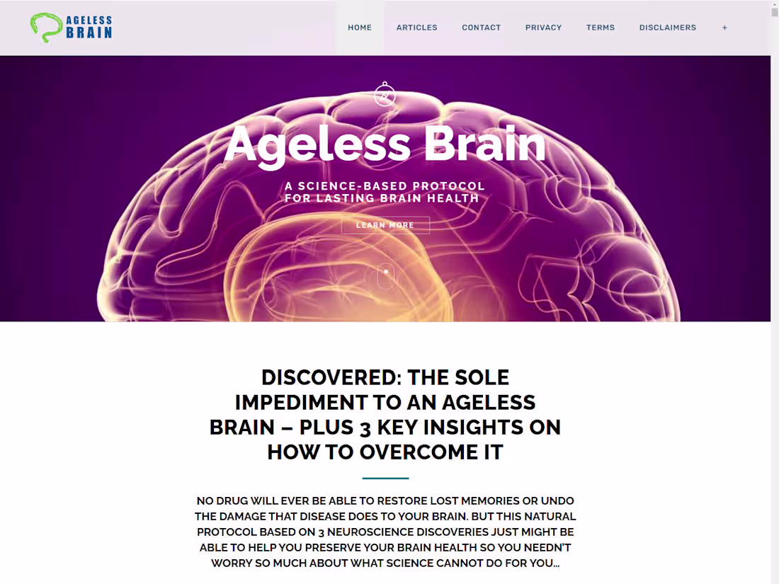 Cover image for Sales Page For Brain Health Product