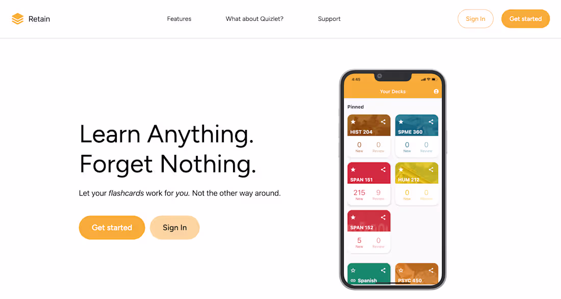 Cover image for Retain Flashcards App