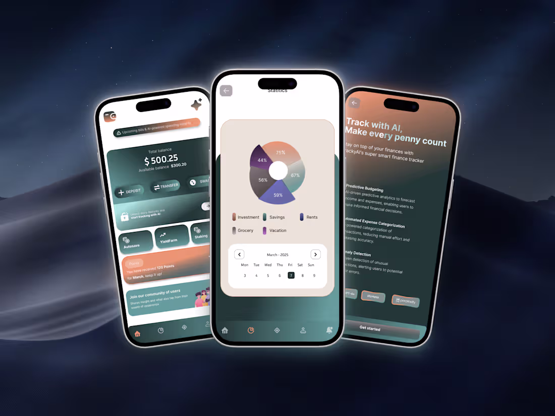 Cover image for TrackyAI: AI-Powered Expense Tracker Design