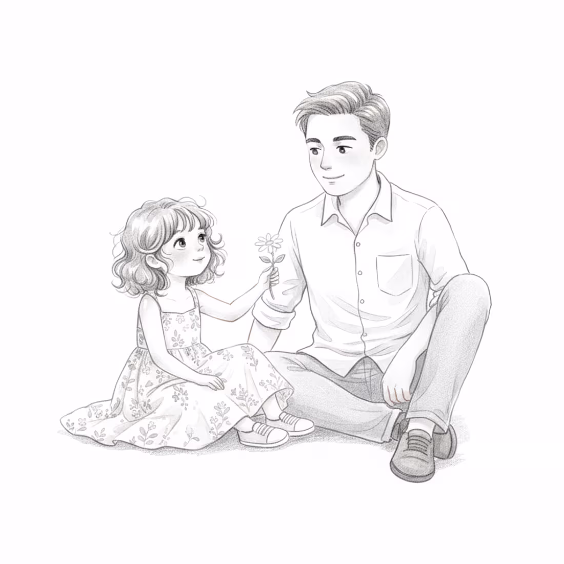 Cover image for Title: A Gift for Dad 🌼 A sweet pencil-style drawing showin...