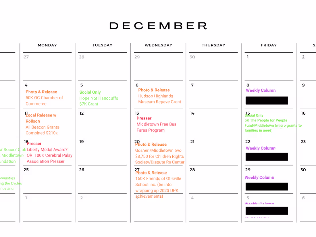 Cover image for Social Media and Press Content Calendar 