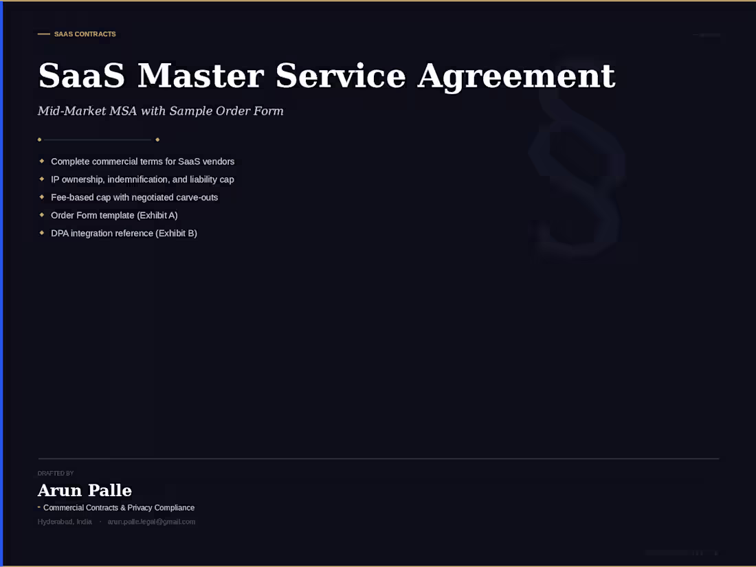 Cover image for  SaaS Contract Drafting (MSA or Service Agreement)