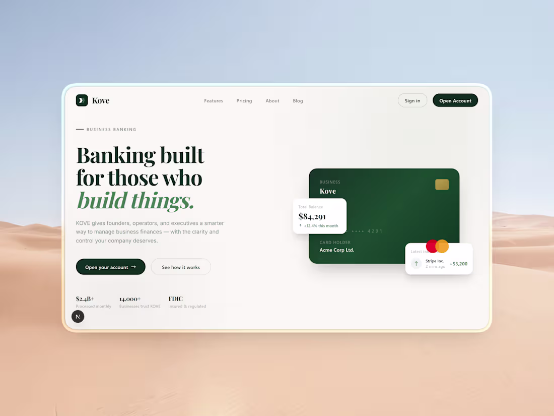 Cover image for Premium Fintech Banking Platform Landing