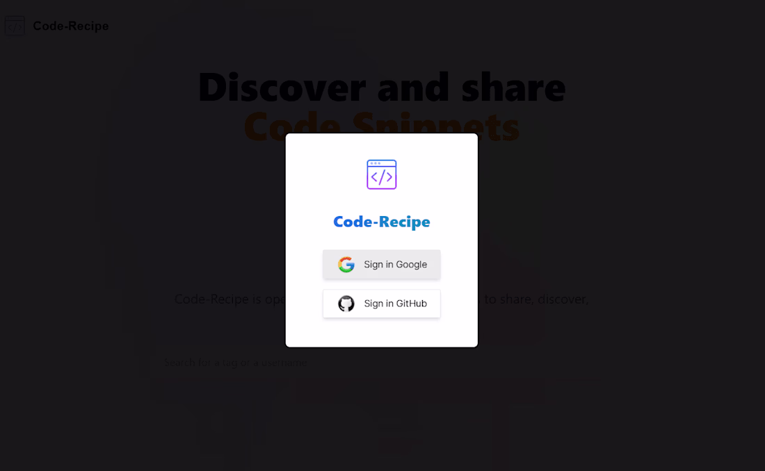 Cover image for Code Recipe Platform